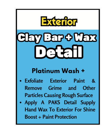 Exfoliates paint, removes grime, applies hand wax for shine and protection