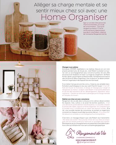 Julie Robert home organiser et coach en rangement à Grenoble dans le magazine Maison Actuelle
