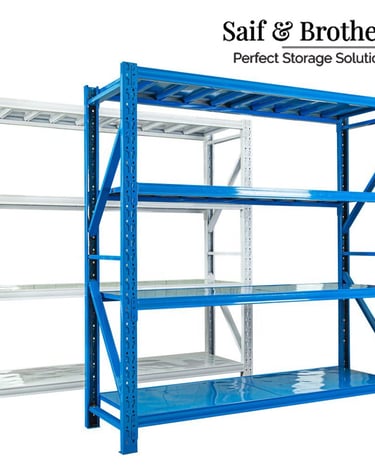 Medium Duty industrial shelves metal blue and White warehouse shelving 500kg storage holders racks
