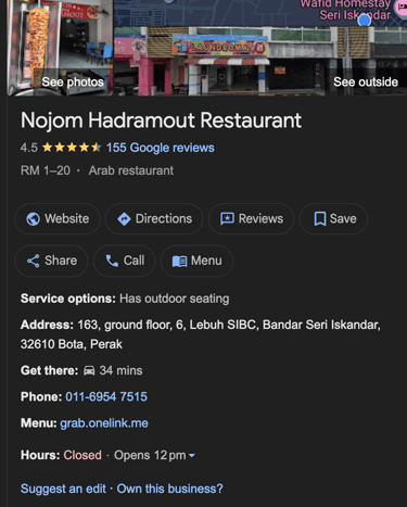 restoran nojom hadramout seri iskandar