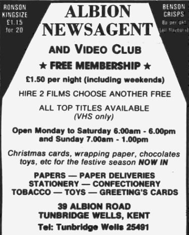 Albion Newsagent and Video Club, Tunbridge Wells