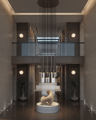 Luxury double-height foyer design Dubai