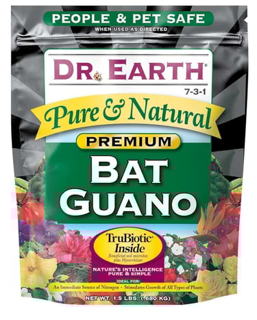 Bat guano used as an organic nutrient amendment for indoor plant soil mixes