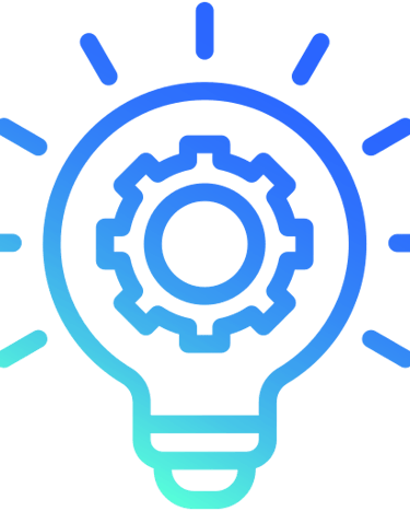 Lightbulb with gear inside icon representing innovative ideas and creative inspiration