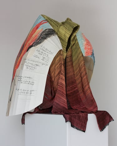 karine-nguyen-van-tham-le feu de l'enfant-soie tissée, dessin mediumnique main gauche