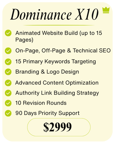 Dominance X10 premium web design and SEO package