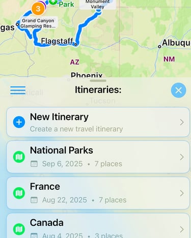 iPhone Maps Itinerary