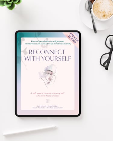 the soft color covert of the workbook Reconnect With Yourself A Gentle Reset Guide for transitions