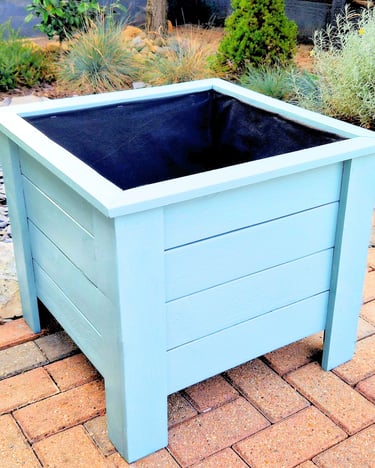 square outdoor planter on legs wooden plant box handmade in UK Custom Size and Colour