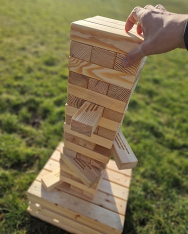 XXL jenga su užduotimis žaidimų nuoma