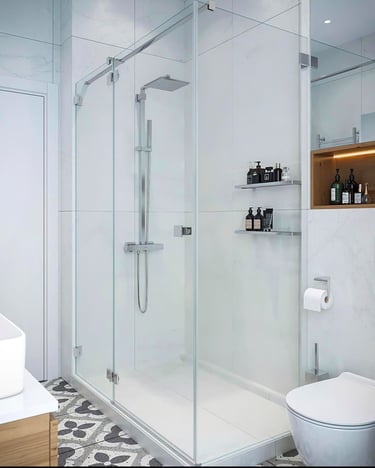 Modern frameless shower enclosure a complete shower installation in an Auckland home