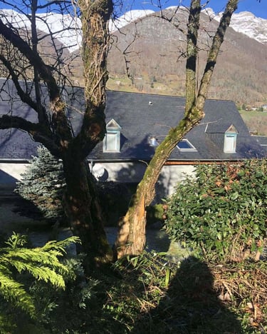 vue de La grange russell depuis la voie verte à Cauterets