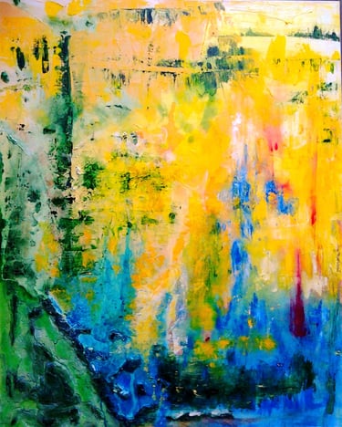 Tableau abstrait couleurs chaudes – Jacqueline Poitevin