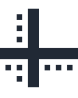 two lines meeting at the lower bottom with dotes outside of it to represent axis