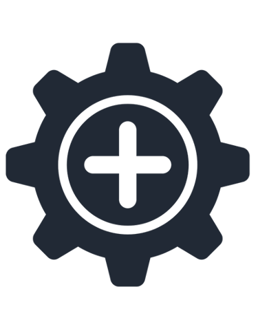 a gear with plus sign inside