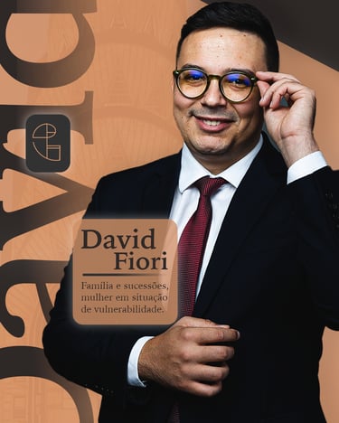 a man in a suit and tie with a sign that says david fiori