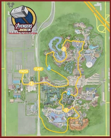 2015 runDisney Avengers 5K Course Map