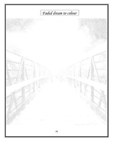 a doodling page of a bridge with a suggestion to colour/draw