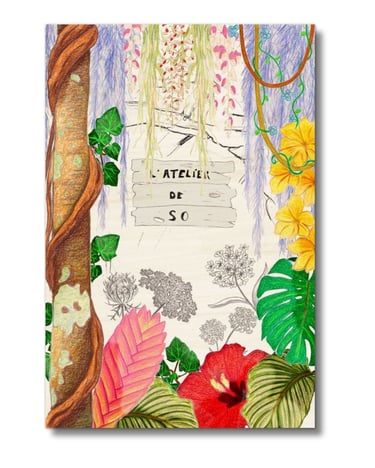 illustration imprimée sur bois FSC pour boutique de fleuriste