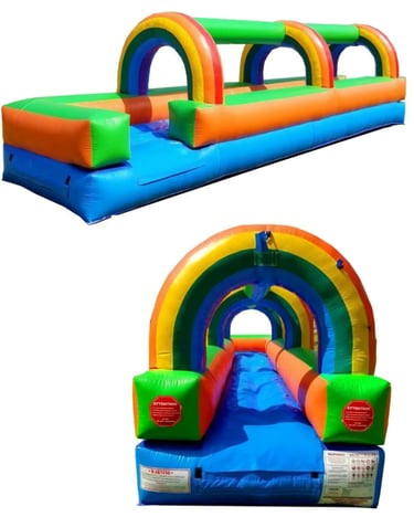 ONE LANE SLIP-N-SLIDE WITH FREE BUBBLE MACHINE. 44Lx16Wx8H.. Bookings 832-216-8423