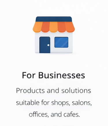 Storefront icon representing business products and solutions for shops and offices