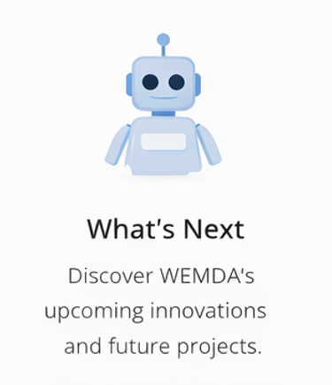 Robot icon representing upcoming innovations and future projects