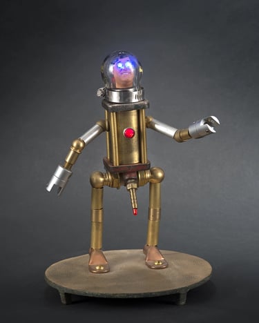 Found object robot named Fred by Santa Barbara sculptor Tal Avitzur.