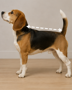 muestra cómo medir la longitud del lomo de un perro