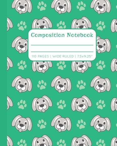 GREEN COMPOSITION NOTEBOOK - Dogs & Paws