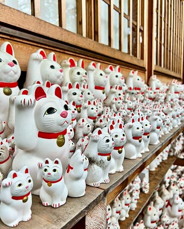 Statuettes de Maneki-Neko au Gotokuji temple