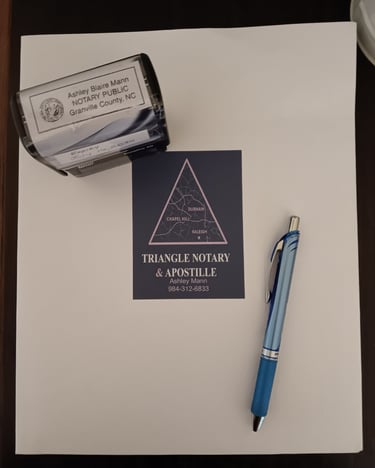 Documents prepared for apostille in NC