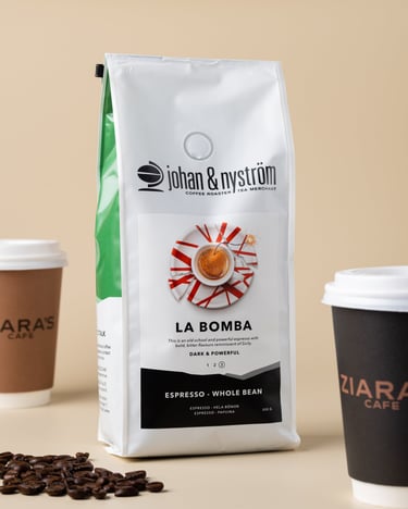 coffee package and coffee cups