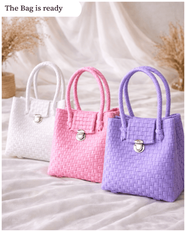 Tas anyaman plastik jali handmade Craftvitas Indonesia yang telah selesai diproduksi