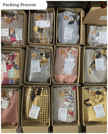 Pengemasan tas anyaman plastik handmade Craftvitas Indonesia untuk pesanan grosir dan souvenir