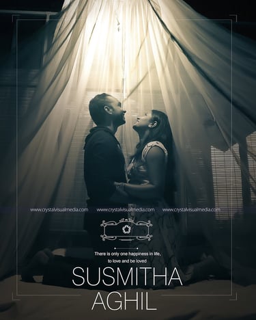 Bride and groom holding each other In a romantic lighting 