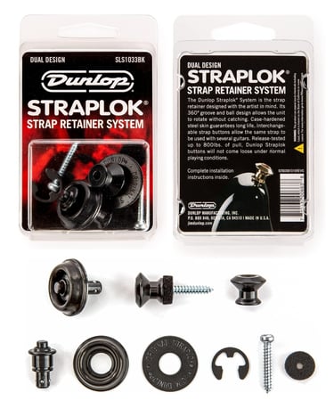 Dunlop Staplock Dual Design Strap Retainer System, Black