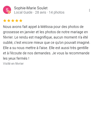 Avis client photographe mariage
