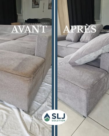 Résulata avant après nettoyage de canapé à Montbonnot