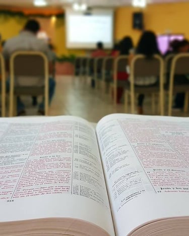 a bible opened to show a book with a book open