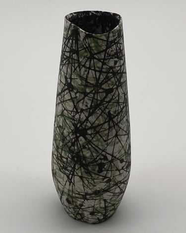 small green vase printed with black underglaze