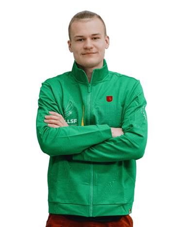 a man in a green jacket