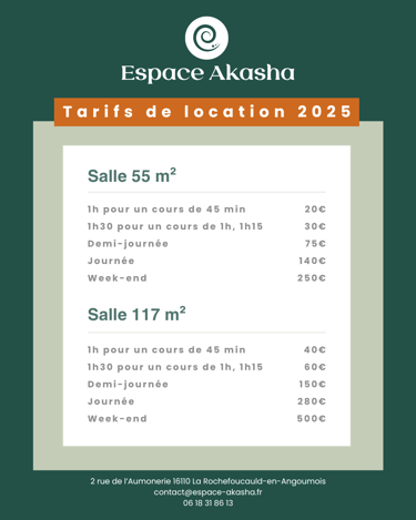 tarifs de location 2025-2026