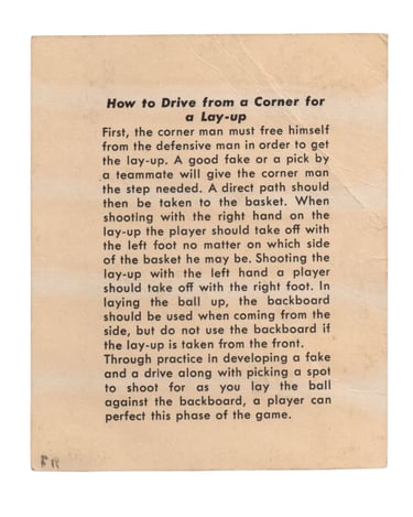 1957-58 Kahn's Wieners Basketball Card James Paxson (back)