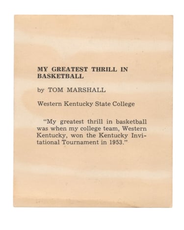 1958-59 Kahn's Wieners Basketball Card Tom Marshall (back)
