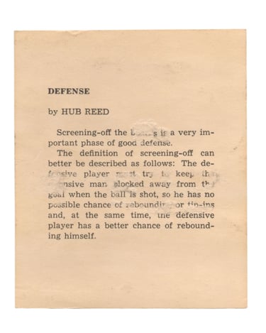 1959-60 Kahn's Wieners Basketball Card Hub Reed (back)