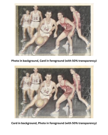 Rare Spanish Bob Cousy Card compared to the original 1954 photograph