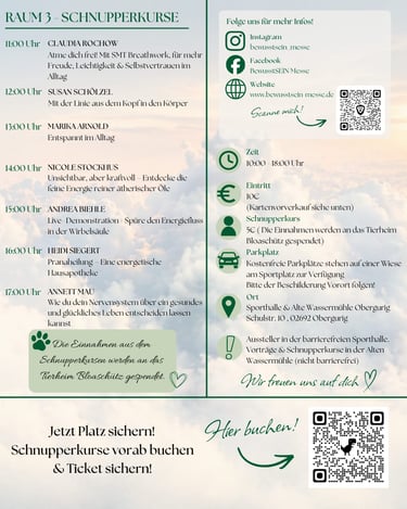 Flyer BewusstSEIN Messe Obergurig - Schnupperkurse