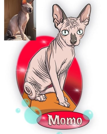 'Momo' cat cartoon by artist Peter Willmore