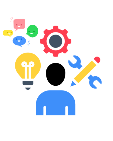 Idea blub, Cogs, Men at Work - Ghana - Korea Training