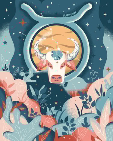 Taurus zodiac sign digital illustration